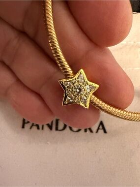 Pandora Gold Star Pave Charm Bracelet Accent